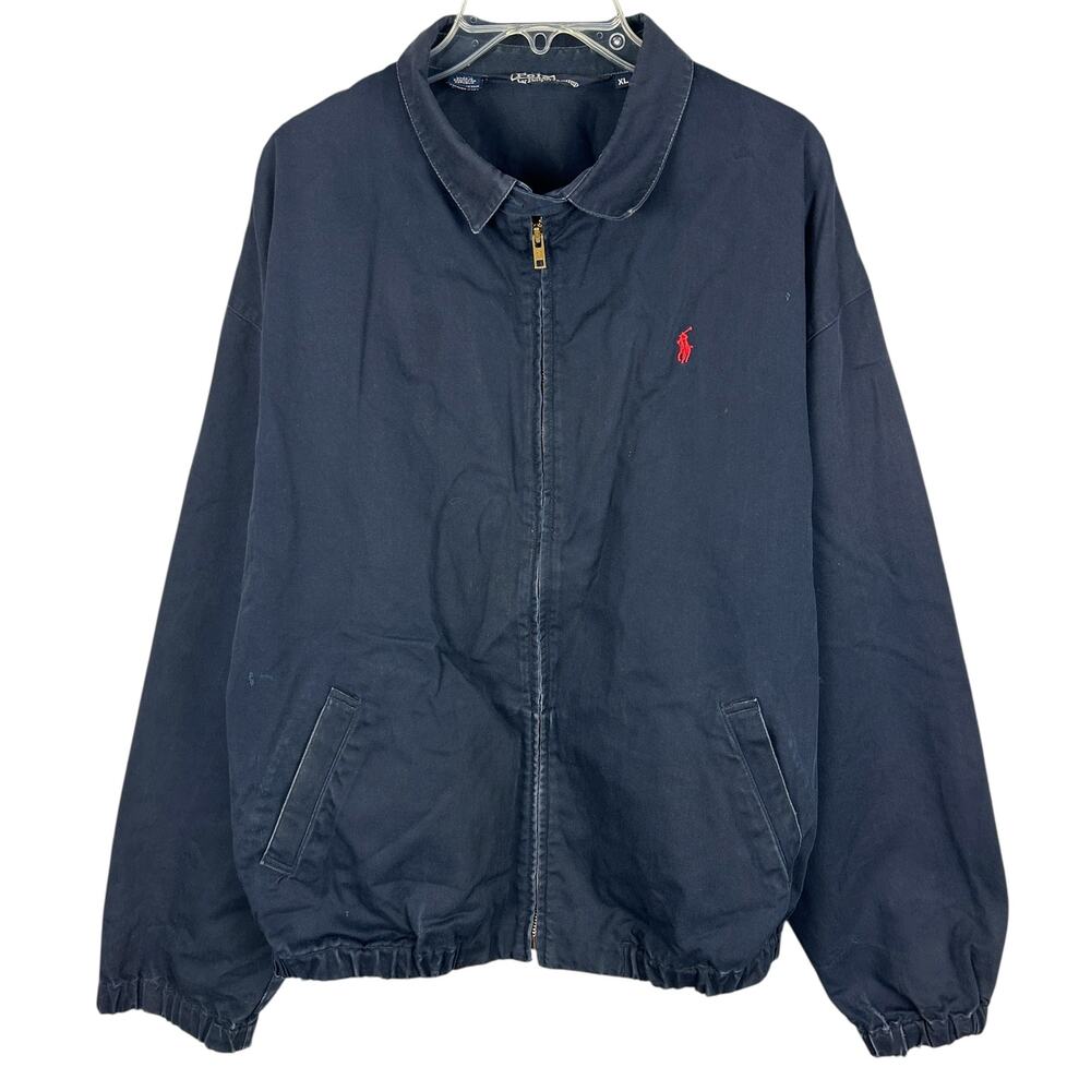 Polo Ralph Lauren Navy Blue Long Sleeve Red Emblem Chore Jacket XL